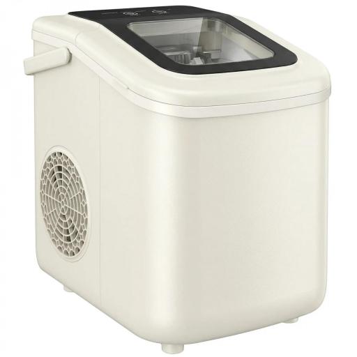 Máquina de Hielo Autolimpiable 12 kg/24H 9 Cubitos Listos en 7 Minutos 2 Tamaños de Hielo 1,2L Depósito Beige [9]