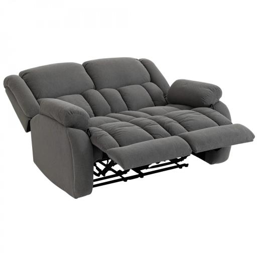 Sillón de 2 Plazas Relax Reclinable Manual Sillón Relax Tapizado en Terciopelo Reposapiés Ajustable Asiento Amplio Gris [8]