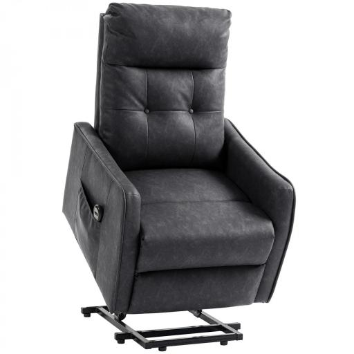 Sillón Relax Reclinable Eléctrico Levanta Personas de Cuero PU Control Remoto Asiento con Resorte Reposapiés Gris [9]