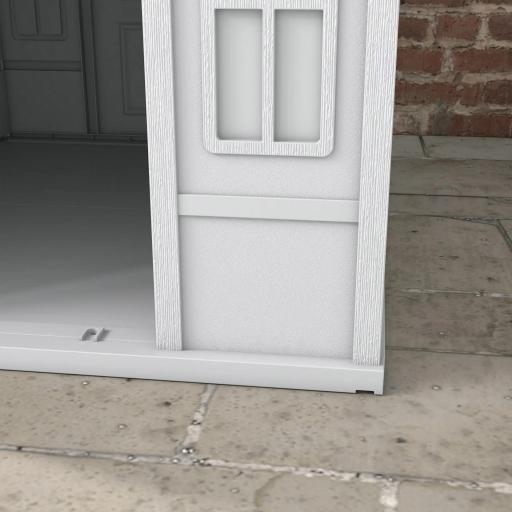  Casa para Perros 84,2x98,2x82 cm con Patrón de Ventana y Techo de Tejas de Imitación para Perros Grandes Gris y Blanco [7]