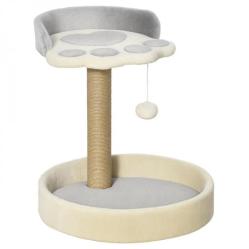 Árbol Rascador para Gatos Altura 44 cm Torre de Escalada con 2 Camas Poste de Yute, Juguete Colgante Gris Claro [8]