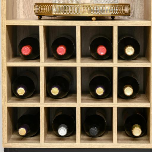 Aparador de Cocina con Botellero para 12 Botellas y Soporte de 6 Copas de Vino 76x35x97 cm Madera Natural [8]