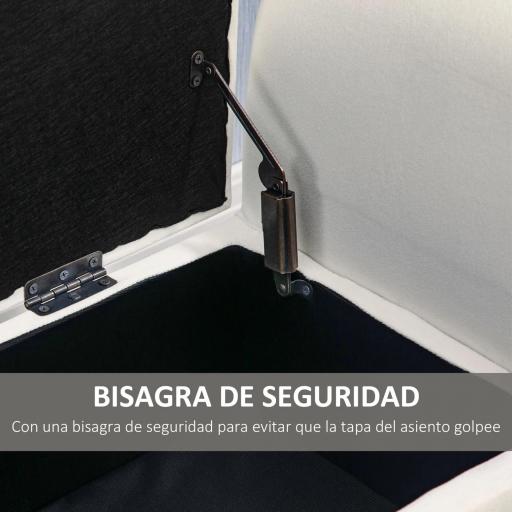 Banco de Almacenamiento con Tapa Abatible Reposabrazos y Patas de Madera para Salón 111,5x41x65 cm Crema [5]