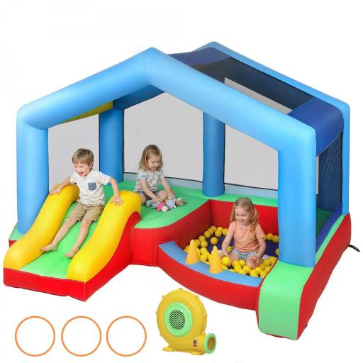 Castillo Hinchable para Niños con Soplador Tobogán Cama Elástica Piscina de Pelotas Juego de Aros Toldo [10]