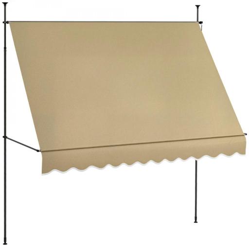 Toldo Manual Retráctil con Manivela 300x120x210-300 cm con Altura Ajustable Impermeable y Anti-UV Beige [9]