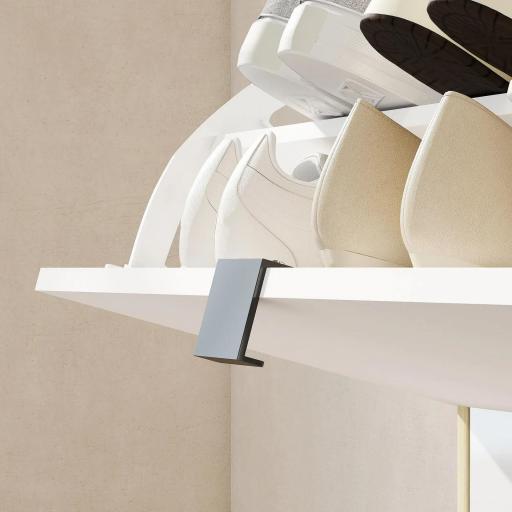 Zapatero Estrecho con 4 Puertas en Blanco Brillo Estantes Ajustables Patas de Madera para 20 Pares de Zapatos [8]