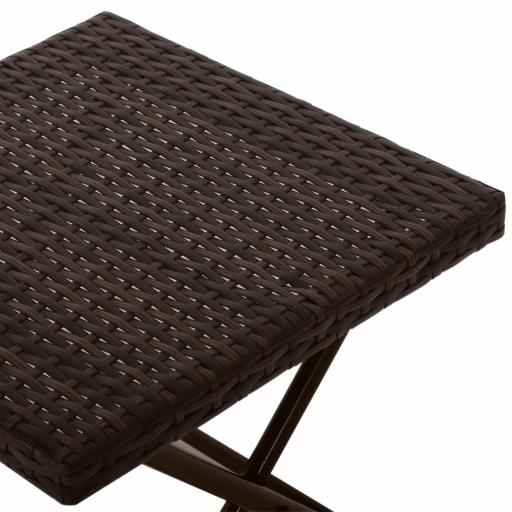 Mesa de Terraza Exterior de Ratán PE Plegable con Patas Cruzadas y Marco de Acero para Patio Balcón 40x40x40 cm Marrón [6]