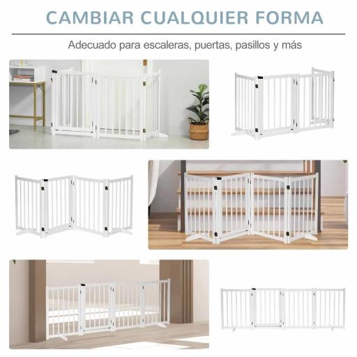 Barrera de Seguridad para Perros Plegable con Puerta y Cierre de Seguridad para Pasillos y Puertas 237,5x36x80 cm Blanco [2]