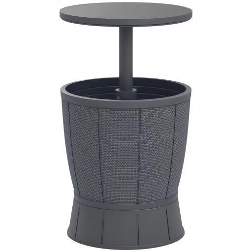 Mesa Nevera para Exterior 41 L 3 en 1 Cool Bar Mesa Auxiliar con Altura Ajustable Cubo de Hielo Tapa Elevable Gris [8]