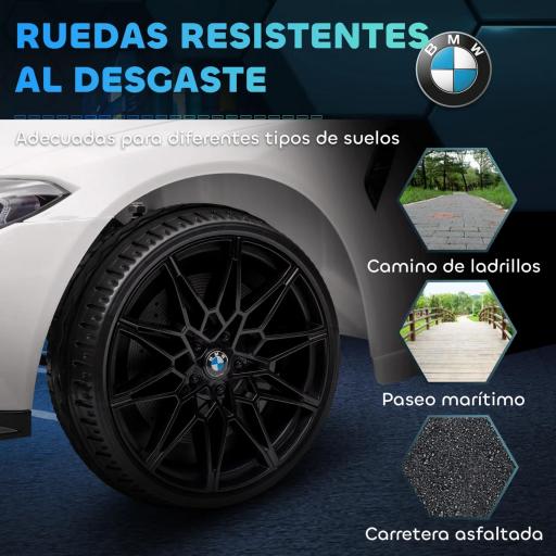 Coche de Batería para Niños 12V BMW M4 con Mando a Distancia Faros Bocina Música Velocidad 3-5 km/h Blanco [1]
