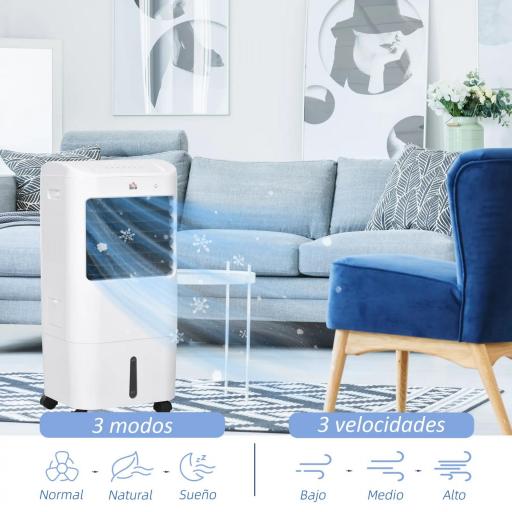 Enfriador de Aire con 3 Velocidades Temporizador 7,5h Tanque de Agua 15L Apto para 15-20 ㎡ 37x32x78 cm Blanco [8]