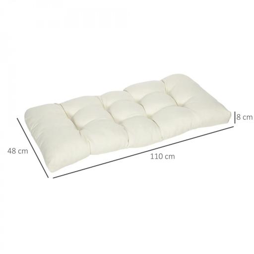 Cojín para Banco de 2 Plazas para Interior y Exterior con 8 Puntadas para Sillas Sofás 110x48x8 cm Crema [1]