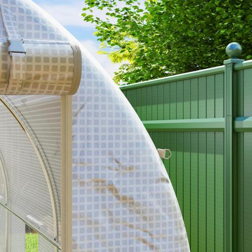 Invernadero de Túnel 500x200x205 cm Invernadero de Jardín con Puerta Enrollable y 8 Ventanas Cubierta PE 140 g/m² Blanco [7]