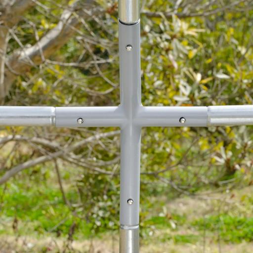 Gallinero de Exterior Grande para 6-12 Gallinas de Acero Galvanizado con Techo de Tela Oxford 2,8x3,8x1,97m Plata [6]