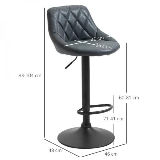 Conjunto de 2 Taburetes de Bar Giratorios con Altura Regulable Sillas Altas Modernas de Comedor con Base Redonda y Reposapiés 46x48x83-104 cm Negro [1]