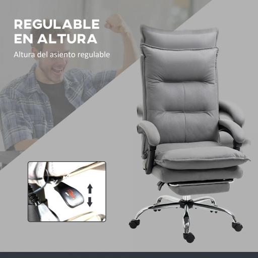 Silla de Masaje Reclinable con 6 Puntos de Masaje y 5 Modos con Función de Calefacción Ajustable 66x74x114-121,5 cm Gris [4]