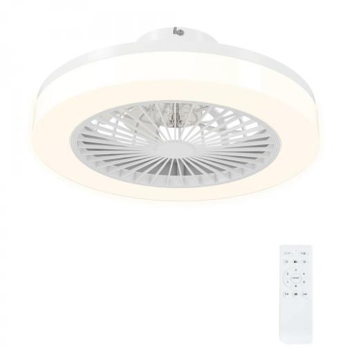 Ventilador de Techo con Luz LED Regulable Motor DC Silencioso Control Remoto y Temporizador 2/4 Horas Ø46x16 cm Blanco [10]
