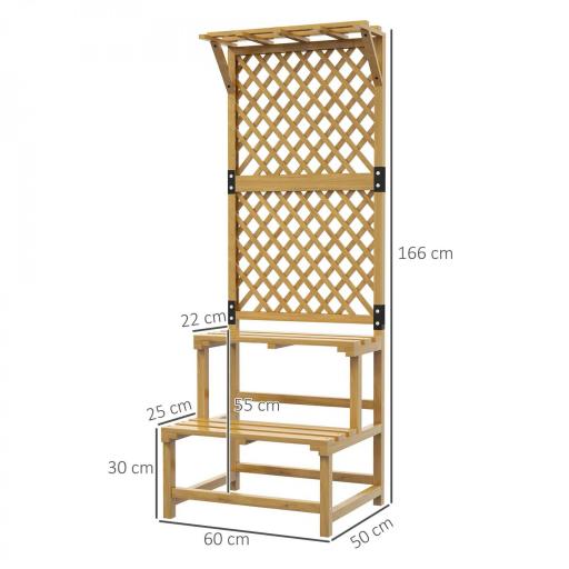 Soporte para Plantas de Madera Estantería para Plantas de 2 Niveles con Enrejado para Jardín Patio Terraza Natural [1]