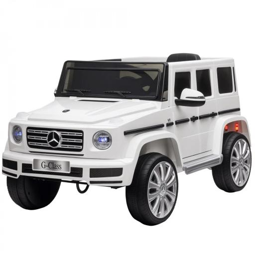 Coche Eléctrico para Niños de Batería 12 V BENZ G500 con Control Remoto Música Bocina 3-5 km/h Carga 30 kg Blanco [8]