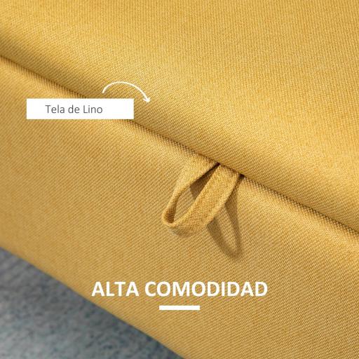 Banco de Almacenamiento con Tapa Abatible y Patas de Acero para Dormitorio Salón Entrada 101x38,5x44,5cm Amarillo [4]