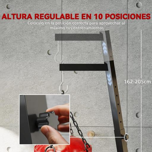Soporte para Saco de Boxeo Plegable con Altura Ajustable para Entrenamiento en Casa Carga 60 kg 170x90x182-225 cm Negro [5]