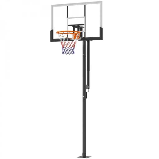 Canasta de Baloncesto Exterior en el Suelo Altura Ajustable 230-375 cm con Soporte Tablero Irrompible 120 cm Aro Ø48 cm [9]