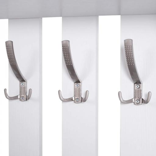 Conjunto de Recibidor de Entrada con Espejo Perchero Zapatero 3 Ganchos Estante y 2 Cajones para Pasillo Blanco [6]