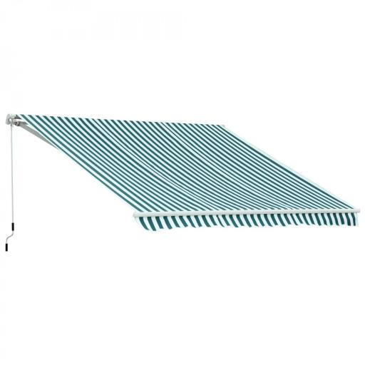 Toldo Manual Retráctil 295x250cm Ángulo Ajustable con Manivela para Exterior Balcón Jardín Terraza Verde [9]