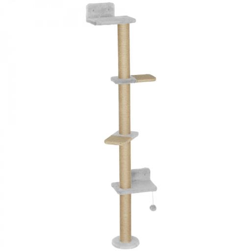 Árbol para Gatos de Pared de 5 Niveles Rascador para Gatos Estrecho con Bola y Rascadores 48x21x180 cm Gris Claro [9]