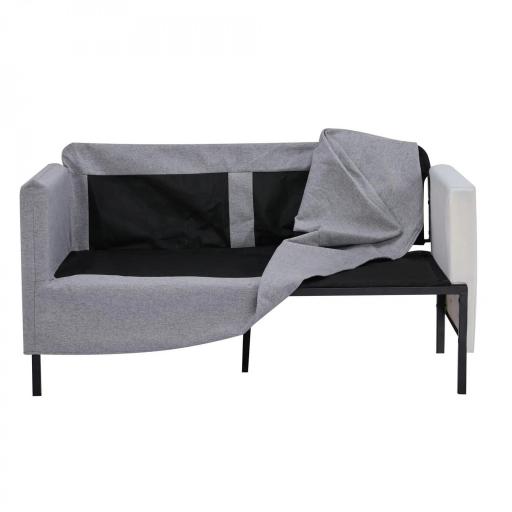 Sofá de 2 Plazas Tapizado en Lino Sintético con Cojines Acolchados Desenfundables Reposabrazos 130x67x76,5 cm Gris [5]