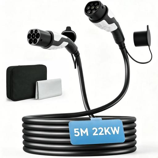 Cargador para Coche Eléctrico Tipo 2 2,2kW 32A Modo 3 Trifásico 5m IP65 con Bolsa y Paño de Limpieza para EV y PHEV Negro [9]