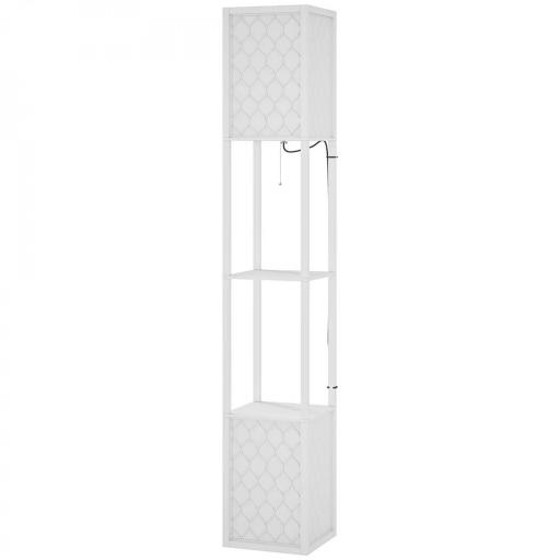 Lámpara de Pie Moderna con Estantes Pantallas de Malla e Interruptor de Cadena para Salón Dormitorio 26x26x156 cm Blanco [9]