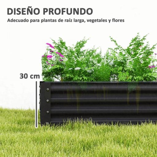Jardinera Elevada Rectangular de Acero Galvanizado para Cultivar Plantas Flores Hierba 180x90x30 cm Gris Oscuro [2]