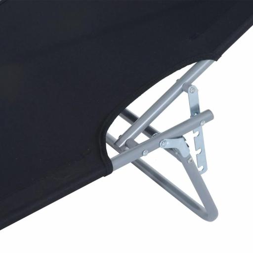 Tumbona de jardín Plegable con Toldo y Respaldo Reclinable para Jardín Terraza Acampada 187x58x36cm Negro [7]