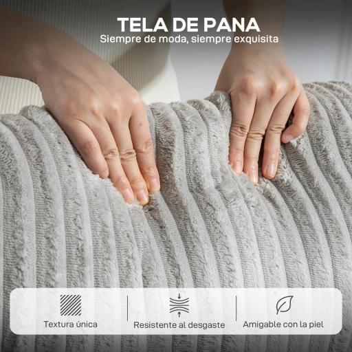 Sillón Relax Reclinable Manual Tapizado en Pana Instalación Rápida Reposapiés Acolchado Grueso Gris Claro [5]