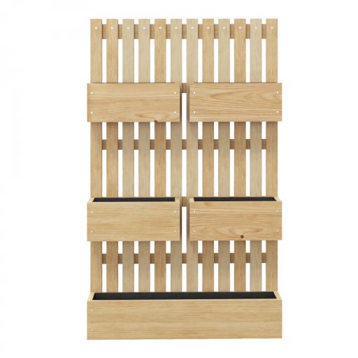 Jardinera de Pared de Madera con Enrejado y 5 Macetas Móviles para Jardín Terraza Patio 60x16x100 cm Natural [9]