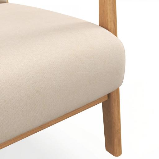 Butaca Nórdica Sillón de Salón Acolchado con Reposabrazos Cojín y Marco de Madera de Caucho 61x78x76 cm Beige [7]