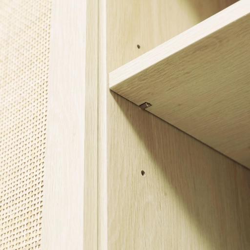 Aparador 3 Puertas de Rejilla de Ratán con Estantes Ajustables para Comedor Entrada Dormitorio Natural 136x41x70 cm [4]