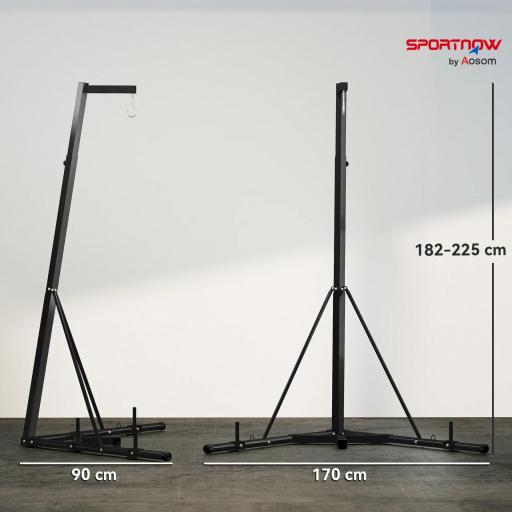 Soporte para Saco de Boxeo Plegable con Altura Ajustable para Entrenamiento en Casa Carga 60 kg 170x90x182-225 cm Negro [4]