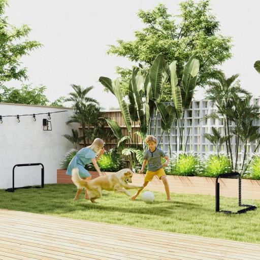 Mini Porterías de Fútbol Plegables Set de 2 Porterías de Exterior para Niños y Adultos 90x36x60 cm Negro