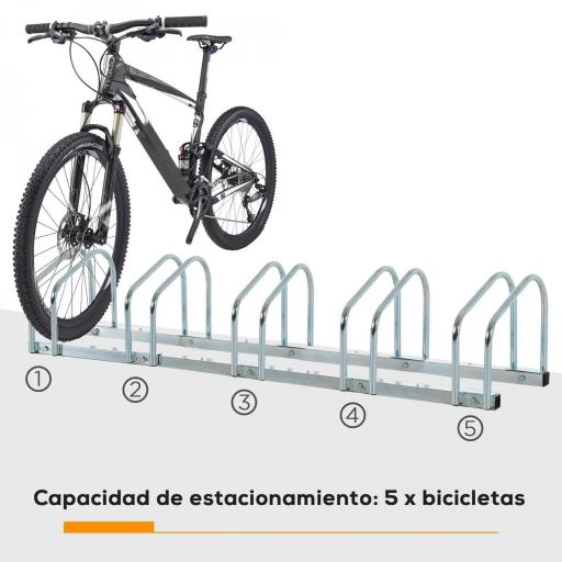 Aparcamiento para 5 Bicicletas Estacionamiento para Aparcar Bicicletas para Interior y Exterior 145x33x27cm Plata [6]