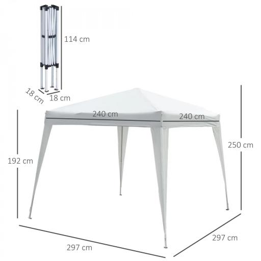 Carpa Plegable 3x3 m, Pop-up, Cenador Pabellón de Jardín, Altura Ajustable con Bolsa de Transporte, Anti-UV, Impermeable, Gazebo para Camping, Fiestas, Exterior, Blanco [1]