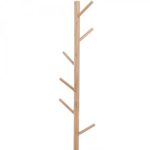 Perchero de Pie con Banco Colgador Tipo Árbol Moderno 6 Ganchos para Colgar Ropa Bolsa Pasillo Entrada Bambú y MDF 80x30x180cm [6]