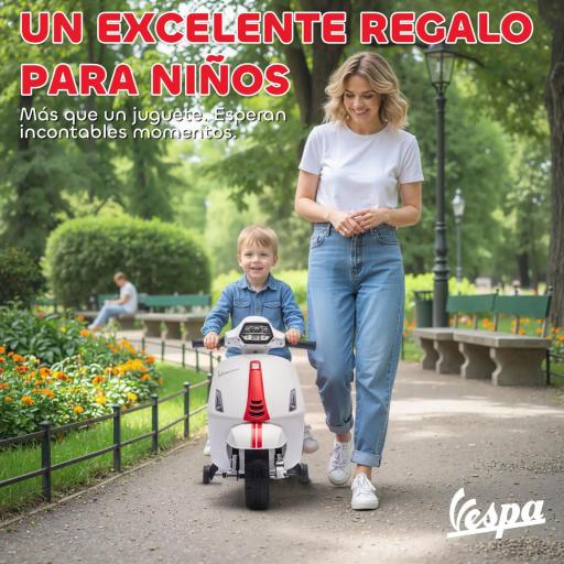 Moto Eléctrica para Niños de 2-6 Años con Batería 6V Faro Bocina y Ruedas Auxiliares Blanco [6]