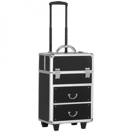 Maleta de Maquillaje Profesional Estuche para Cosmética con 6 Cajones Extensibles y Cierre Llave 36x23x58cm Negro [8]