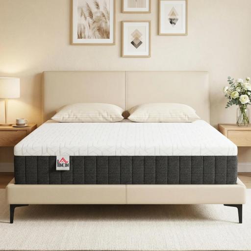 Colchón 190x135 cm Grosor 25 cm Colchón Viscoelástico de Muelles Ensacados de 7 Zonas Firmeza Media Funda Lavable [0]
