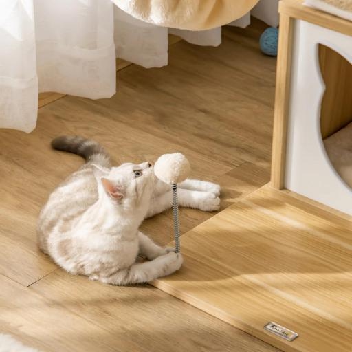 Árbol Rascador para Gatos con Plataforma Torre Escalador para Gatos con Hamaca Caseta Cama Postes 48x40x126 cm Beige [6]