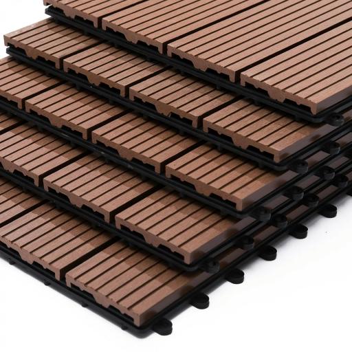 Set de 11 Piezas Baldosas de Exterior 30x30 cm 1 m² Antideslizantes y Resistentes al Clima de Fácil Instalación Marrón [6]