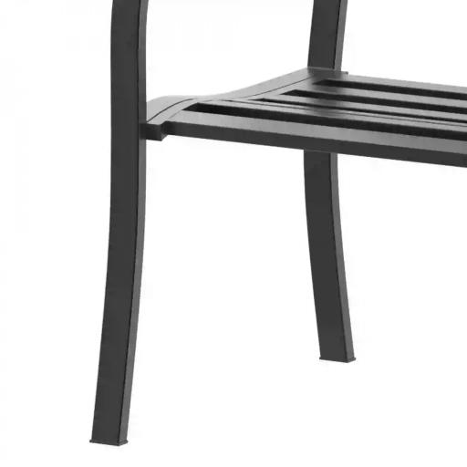 Banco Exterior de Jardín de 2 Plazas Banco para Terraza con Respaldo de Malla de Acero Carga 240 kg 127x60x87 cm Negro [7]