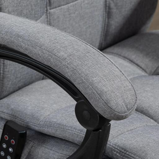 Silla de Masaje Reclinable con 6 Puntos de Masaje y 5 Modos Función de Calefacción Ajustable 66x76x112-120 cm Gris [7]